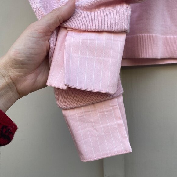 New Alice & Olivia Porla Collared Sweater Pink Wool - Picture 5 of 13